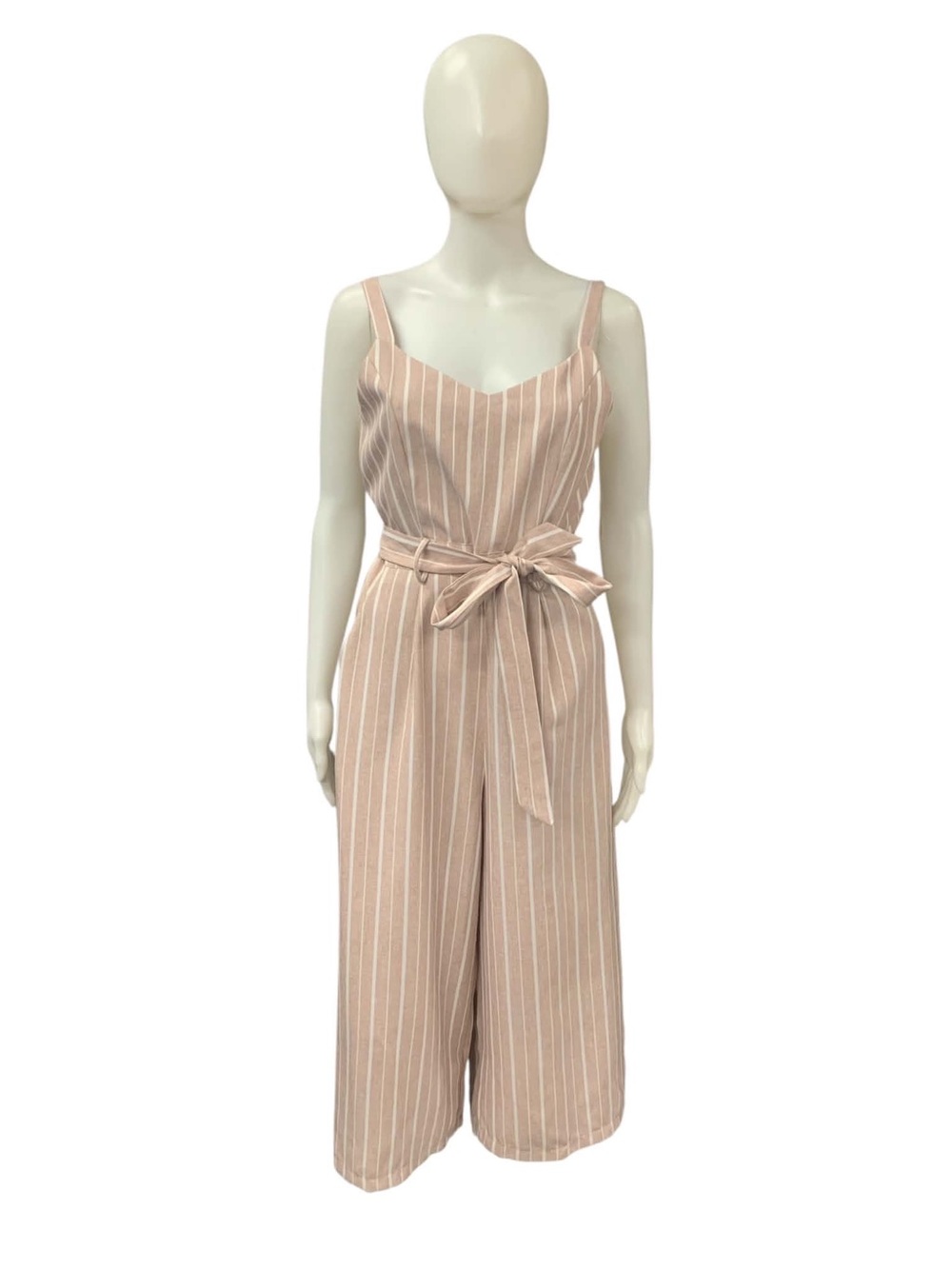 Papillon Striped Blush Tie-Waist Wide-Leg Jumpsuit Size S